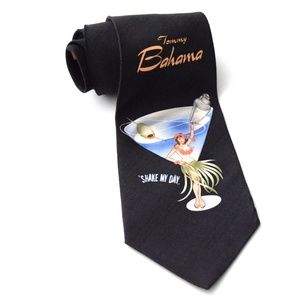 TOMMY BAHAMA Black Martini "Shake My Day" Neck Tie